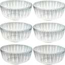 12 oz Glass Serving Bowls Set for Entertaining, Rice Bowls, Soup Bowls, Dipping Bowls, 6 Pack Tempered Glass Stiped Small Bowls