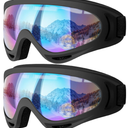 COOLOO Ski Goggles, 2 Pack Snow Goggles Snowboard Goggles for Men Women Kids - UV Protection Foam Anti-Scratch Dustproof