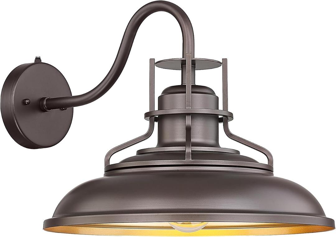FEMILA Dusk to Dawn 18" ORB Outdoor Barn Light - Waterproof Wall Sconce for Exterior, Garden, Courtyard, & Entryway, 4FY15-1WL-PC ORB