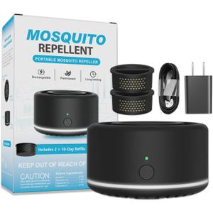 Virine Mosquito Repellent Outdoor Patio, Rechargeable Mosquito Repeller with UL Adapter, Plant-Based Citronella Peppermint Refills, Portable Bug Repellent for Backyard Camping Deck, Night Light