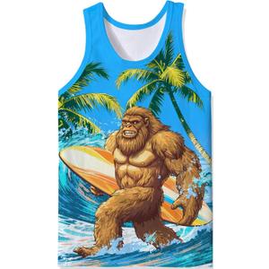 RAISEVERN Mens Tank Tops Summer Sleeveless Tee Cool Workout T-Shirts Beach Novelty Undershirts (X-Large, Blue Brown Green)