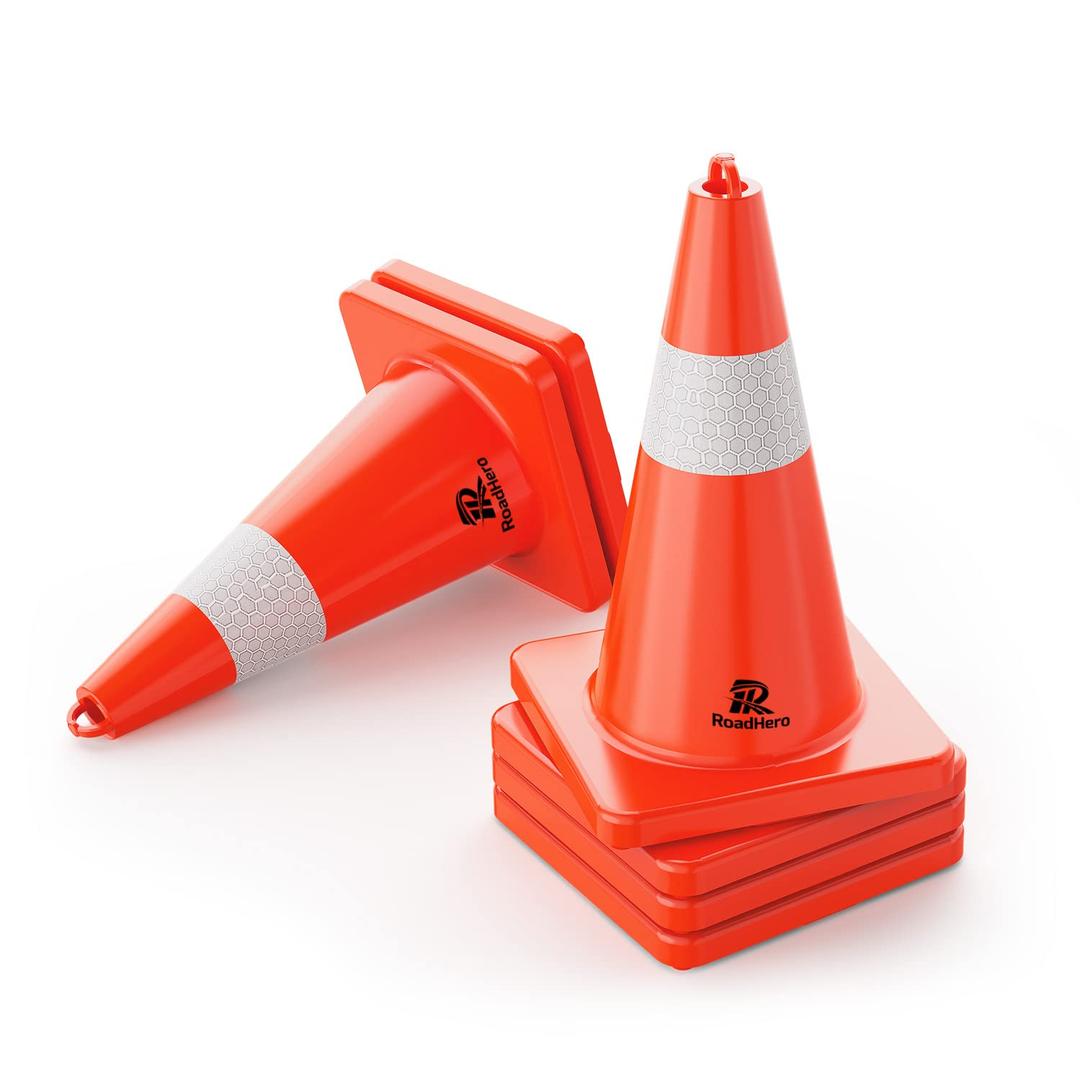 RoadHero Orange Traffic Safety Cones 18 Inch for Parking, 6 Pack (Orange)