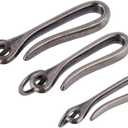 CRASPIRE 3Pcs U Shape Hook Keychain Japanese Fish Hook Key Chain Brass Solid Antique Silver Key Buckle Belt Clip Holder for Women Men Wallet Badge