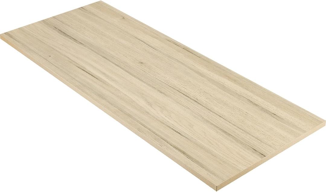 Universal Tabletop 59.1"x23.62", Solid One-Piece Melamine Table Top, Double Desk L-Desk DIY, Home and Office Countertop, Oak/Grey Tone