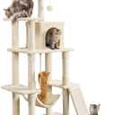 Yaheetech Cat Tree, 63 Inches Multi-Level Indoor Cat Play Structure with Scratching Posts, Hammock, and Dangling Ball (Beige)