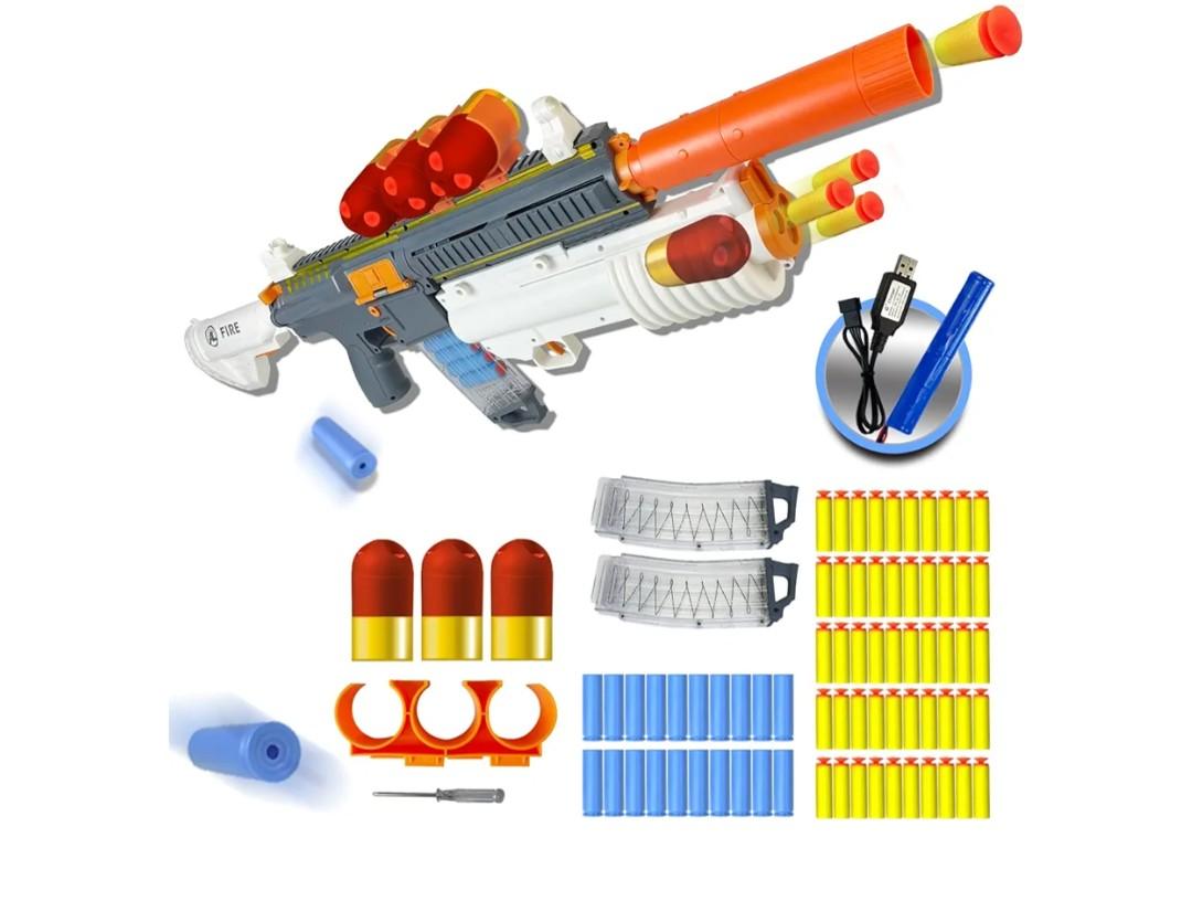 AGM MASTECH Electric Foam Blaster with Grenade Launcher, Dual Mode Automatic & Manual Shooting Game Toy for Teens and Adults 14+ Years Old