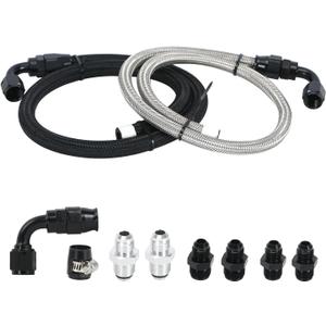 25Inch 6AN Power Steering Pump Hose Kit Compatible with Chevy C10 LS Swap Engine, High/Low Pressure Line with Leak-Proof Design Connect to GM Type II Power Steering Pump