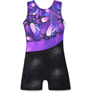 HOZIY Leotards for Girls Gymnastics Kids Children Biketard Snowflake Ribbon Blue Purple Hot Pink Sparkle (5-6 Years)