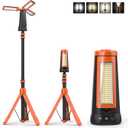 Rechargeable Camping Light with Stand 7ft Max Height, 15000mAh Portable Cordless LED Work Light, 5500 Lumen 6500/4500/3500K Dimmable Emergency Flashlight with Detachable Tripod, Orange