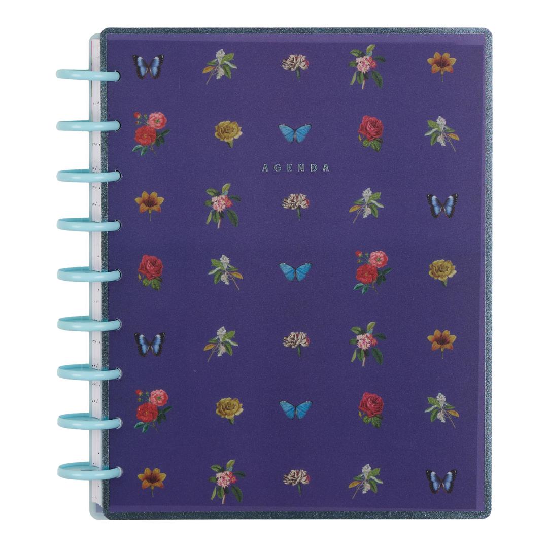 Happy Planner Disc-Bound Planner Jan.–Dec. 2026, Includes 3 Extra Months and 2 Sticker Sheets, Classic Size, 7" x 9.25", Dashboard Layout, Blue Botanical Year
