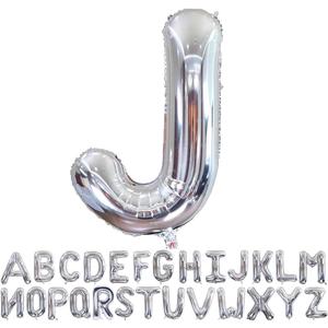 Silver Letter J Balloons 40 inch Large Alphabet J Balloons Silver Helium Foil Letter Balloon Banner for Birthday Party Anniversary Wedding Decoration (Silver-j)