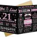 3 x Funny 21st Birthday Card for Girls, Pink Happy Birthday Decorations for Her, 21 Year Old Birthday Party Gifts for Daughter Niece, Best Twenty-One Birthday Card for Granddaughter