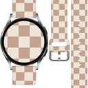 Watch Bands Compatible with Samsung Galaxy Watch 40mm 42mm 44mm 45mm 46mm, 20mm Pattern Replacement Silicone Strap for Galaxy Wacth 7/ 6/ 5/ 4/ 5/ 5 Pro/ Wacth 4 Classic/ Wacth 3 (41mm)/ Wacth Active 2 (Checkered-Brown)