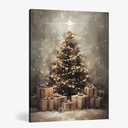 FISWAFY Vintage Christmas Canvas Wall Art Prints, Snowy Christmas Tree Wall Art, Christmas Wall Decorations, Christmas Poster Pictures Wall Decor for Home Office, 11x14 Inch Framed