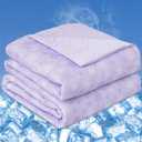 OIGAE Cooling Comforter, Japanese Q-Max 0.45 Double Sided Cooling Blankets for Hot Sleepers & Night Sweats, Lightweight Breathable Summer Quilts for Bed, Travel, Camping, Purple, Twin 60" x 80"
