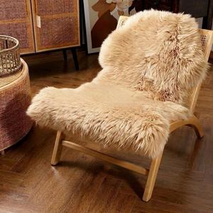 IRIWOOL Premium Genuine Fur Sheepskin Rug Real Australia Sheepskin Natural Luxury Fluffy Lambskin Fur Area Rug Seat Covers for Kids Bedroom Sofa Chair Cover (Light Brown, Single Pelt/2ft x 3ft)
