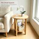 Solid Wood Round Side Table for Living Room, Bedroom, 17"W x 22"H