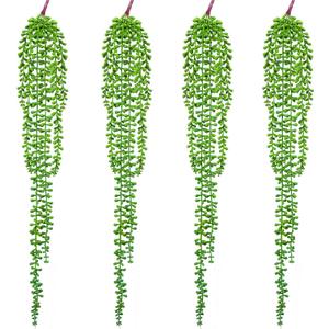 Artificial Succulents Hanging Plants-4 PCS Fake String of Pearls Greenery Plant Wall Decor Faux Hanging Nature Plants for House Living Room Bathroom Bedroom Shelf Balcony Garden Indoor Outdoor27.5"