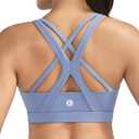RUNNING GIRL Sports Bras for Women,Seamless Strappy Sports Bra High Support Crisscross Back with Removable Pads (Medium, Blue)