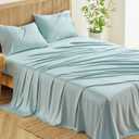CozyLux King Size Sheets Set, 100% Rayon Derived from Bamboo, Sateen Weave | OEKO-TEX Certified, 240 TC Sateen, 16-Inch Deep Pocket 360° Elastic, Silky & Breathable Feel for Hot Sleepers, Capri Blue