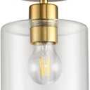 Brass Semi Flush Mount Ceiling Light,Modern Ceiling Light Fixture for Closet Hallway Entryway,Gold Hallway Light Fixture Ceiling Matte Brass Finish, (Brass, 1 Pack)