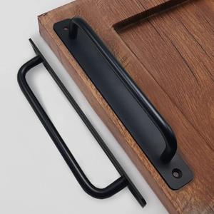 12 Pack 7 1/2 Inch 192 mm Matte Black Cabinet Handles with Base Plate Aluminum Cabinet Pulls Drawer Pulls Sliding Door Pulls