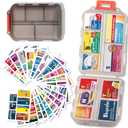 Pill Organizer with Medicine Labels Travel Daily Pill Container Mini Medication Organizer Storage Pill Organizer Travel Essentials Pill Case 7 Day (Grey & 161 Lables) (Standard)