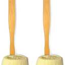 2 Pack Natural Exfoliating Loofah luffa loofa Bath Brush On a Stick - with Long Wooden Handle Back Brush for Men & Women - Shower Sponge Body Back Scrubber