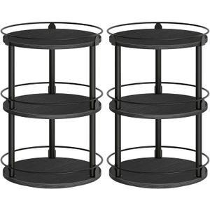YATINEY Spice Rack, Set of 2 Lazy Susan Organizer, 3 Tier Turntable Organizer For Cabinet, Compact and Versatile, for Kitchen Countertop, Black SR23L2BB