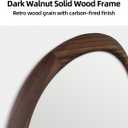 24" x 36" Dark Walnut-Colored Asymmetrical Wood Bathroom Mirror, Irregular Wall Mirror, Farmhouse Vanity Mirror for Bedroom, Living Room, Entryway, Rustproof, Shatterproof, Horizontal/Vertical