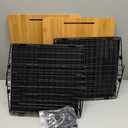 2 Set XXL Stackable Wire Basket with Bamboo Tops & Tag- Pantry Organizer and Storage Bins, Kitchen Counter Cabinet Shelf Countertop Under Sink Organizing, Food Snack Produce Onion Potato Bread Storage