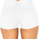 Govc Women Casual Summer Mid Waist Stretchy Denim Jean Shorts Junior Short Jeans (White, XL)