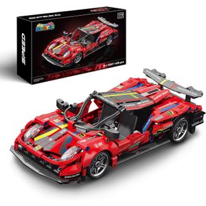1:18 Technic Super Sports Cars Model Sets - 426 PCS Red MOC Building Block Car Raceing Engineering Toys - Gift Idea for Adults Boys Girls for Play and Display Collection