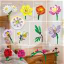 Roses Flowers Bouquet Building Set, Artificial Flore with Vase Compatible with Lego Botanical Collection for Women Adults Girls Home Office Decor (Blue)