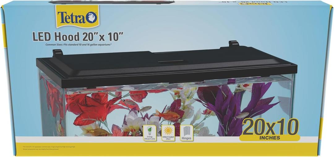 Tetra LED Hood 20 Inches By 10 Inches, Low-Profile Aquarium Hood With Hidden Lighting