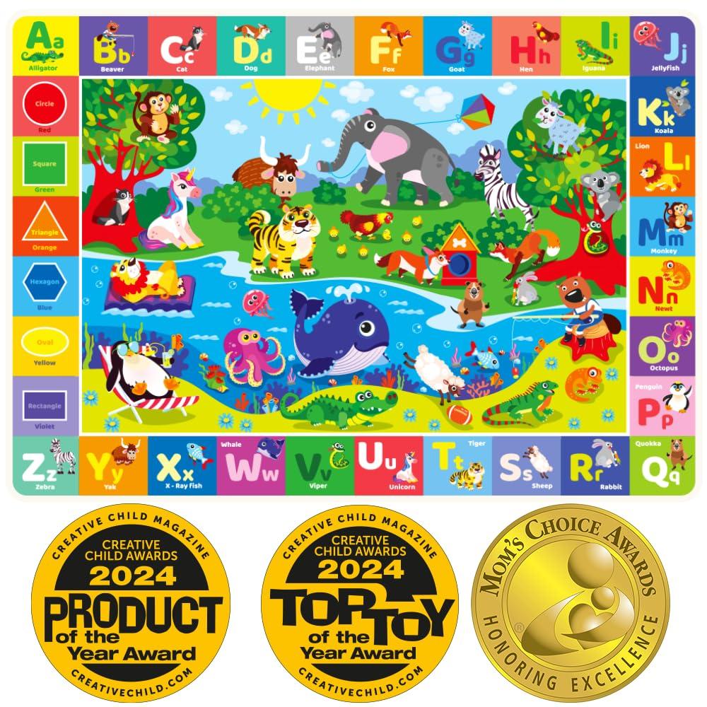QUOKKA Small Classroom Boys Rug for Kids - 60x41 ABC Rugs for Playroom - Bedroom Alphabet Learning Area Rug - Boy Toddler Rugs - Boys and Girls - Kids Room Carpet (3'5" x 5' (Rectangular))
