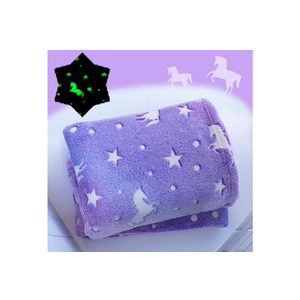 Unicorn Throw Blankets Glow in The Dark Soft Throw Blanket for Girls Boys with Storage Bag, Gifts for Holiday Birthday, Kids Blanket, Day Care Home Travel Use, 50"x60" Purple