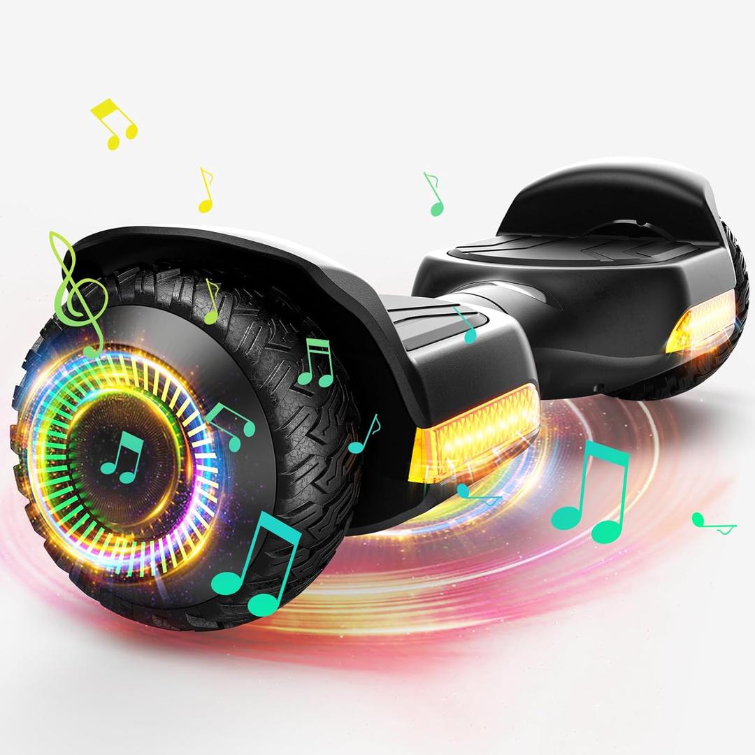 Gyroor Self Balancing Scooter New G13 All Terrain Balancing Scooter with LED Lights, Self Balancing Off Road with Bluetooth for Kids ages 6-12 and Adults-Matte Black