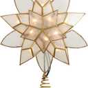 Kurt Adler 11.75-Inch UL 10-Light Gold Tin Double Point Capiz Star Treetop
