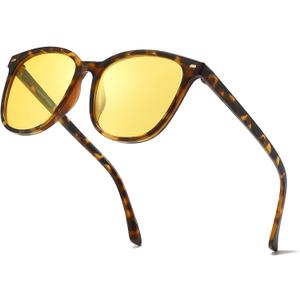 Myiaur Polarized Night Vision Glasses for Women, Anti Glare Driving Vision Glasses with Yellow Lens, UV400 Protection