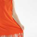 Noomelfish Girls Sleeveless Fringe Dress Cotton Summer Casual Sundress (3-12 Years) (Orange, S)