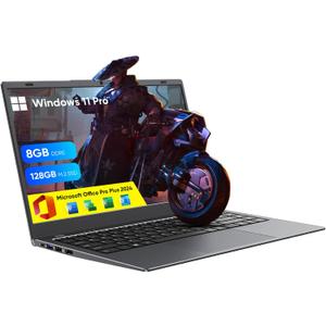 Laptop, 14 Inch HD Laptop Computer, 8GB RAM 128GB SSD, Quad Core N5095 Processor Laptops, Long Lasting Battery, Dual-Band WiFi 5, BT, USB 3.0, Webcam