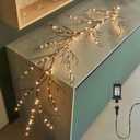 Fudios Brown Willow Garland Lights 6ft 120LED Artificial Lighted Garland Plug in for Christmas Decoration