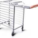 New Star Foodservice 36510 Commercial-Grade Aluminum 10-Tier Sheet Pan/Bun Pan Rack, 26" L x 20" W x 38" H with Brake Wheels Silver