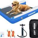 Inflatable Dog Water Ramp, 5FT Dog Floats Ramp Ladder for Pools, Boats, Docks, Sea and Lake, Non-Slip EVA Pool Ladder Platform for Pets Up to 220LBS (59"x39.4"x6", Blue)