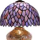 Small Tiffany Table Lamp Mini Mushroom Stained Glass Lamp Memory Sympathy lamp 10X11 Inch (Wisteria Style)