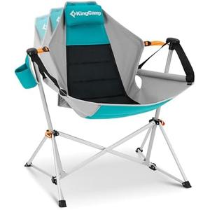 KingCamp Hammock Camping Chair, Swinging Portable Camp Chairs for Adults, 400lbs Heavy Duty Oversized Folding Rocking Chair with Adjustable Recline, Aluminum Alloy Frame for Outdoor Patio Beach Sport