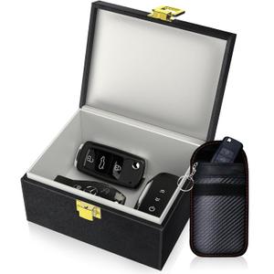 Samfolk Faraday Box with Faraday Bags for Car Keys, Car Key Signal Blocking Box, Keyless Entry Car Key Safe Protector Anti-Theft Shielding Cage (Small)