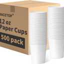 RACETOP [500 pack] Disposable Coffee Cups 12 oz, Paper Cups 12 oz, Hot Cups, Ideal for Hot Drinks, Coffee(white)