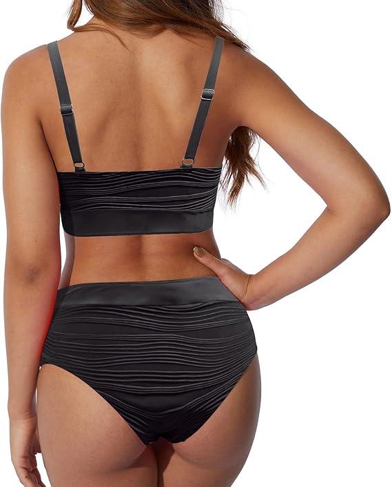 Bikini Women's Tummy Control Two Piece Swimsuit Push Up Swimsuit Sexy Swimwear Spaghetti Straps Bikini Top with Swimming Shorts Swimwear Swimsuits for Women Bikini Set Swimsuits for Women
 (Large)